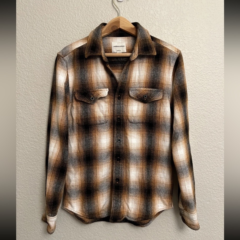American Eagle Plaid Button Shacket Trucker Flannel size L